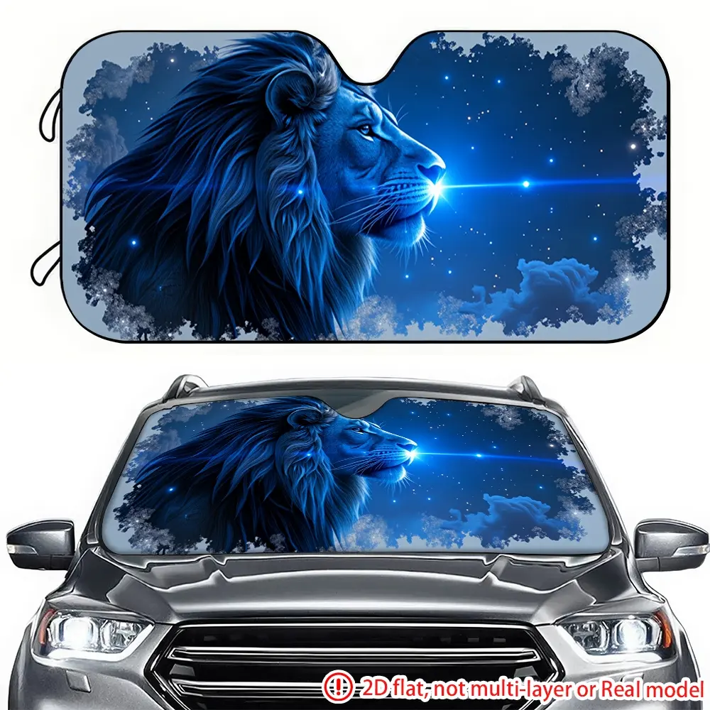 1pc blue starry sky lion car sun visor 2D high-definition printing, car sun visor effectively blocks sunlight, suitable for trucks SUV, General Motors windshield decoration, Car Sunshades For Windshield, Sun Cover For Car Windshield