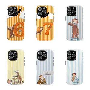 Halloween 67 Colorful Curious George Phone Case - Childhood Favorite Cartoon | Classic Children's Book Phone Cover for Samsung iPhone Cute Retro Monkey with Banana, Party Theme PBS Kid Book Halloween Christma gifts