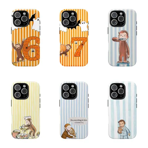 Halloween 67 Colorful Curious George Phone Case - Childhood Favorite Cartoon | Classic Children's Book Phone Cover for Samsung iPhone Cute Retro Monkey with Banana, Party Theme PBS Kid Book Halloween Christma gifts