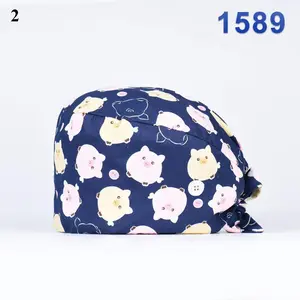 Nurse Floral Surgical Cap Baotou Cap Doctor Hat Pure Cotton Buckle Sweat-absorbent Towel Printing Fashion
