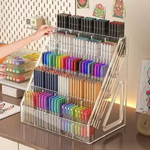 Large Capacity Acrylic Marker Holder, Multifunctional Desk Organizer, Stationery Storage Organizer, Ideal for Watercolor Pens, Brushes, and Markers, Office Supplies