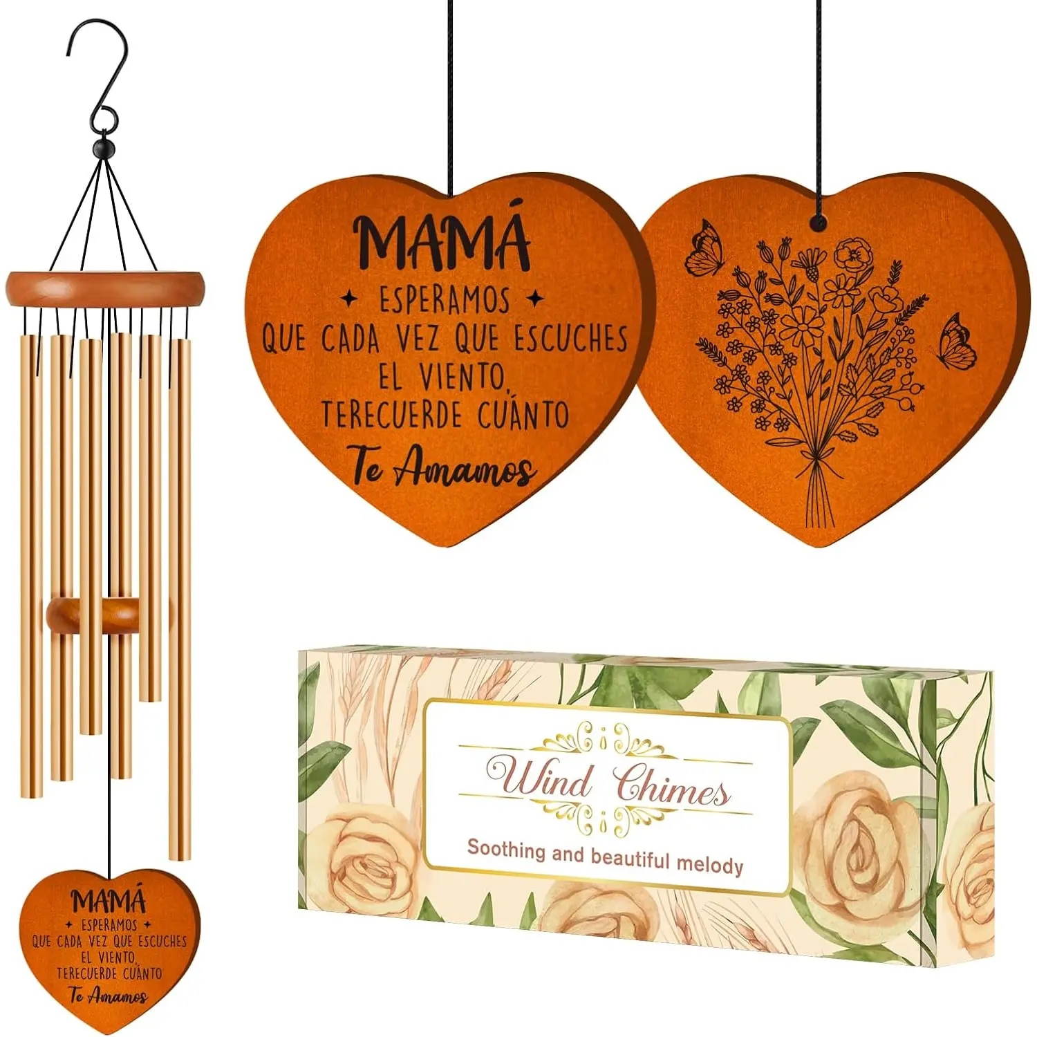 Regalos para Mama, Mamá Campana de Viento, Regalos para Mama Cumpleaños de Hija Hijo, Regalos de Navidad para Mamá Abuela, Spanish Mom Gifts, Mom Wind Chime in Spanish, Decoración Jardín