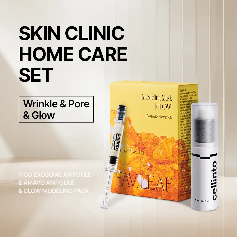 Wrinkle+Firming TRIO_Cellinto Exosome Ampoule + Wrinkle Tox 5D Shot + FAVLEAF Modeling Mask | Anti-Wrinkle, Firming & Hydrating Skincare Set