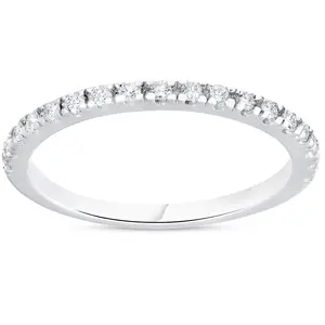 1/4ct Diamond Ring Stackable Engagement Womens Wedding Band 10K White Gold