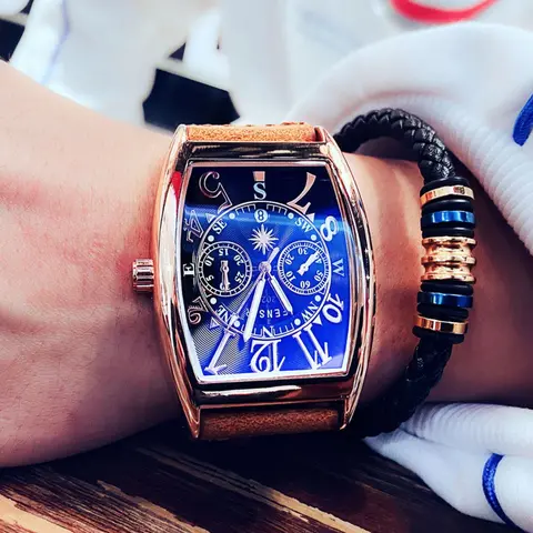 Men's Business Fashion Round Dial Quartz Analog Wristwatch, with Box, Fashionable Wristwatch for Party, Daily Clothing Decor, Trendy All-match & Exquisite Watch As Gift, Business Fashion Watches