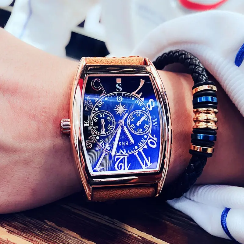 Men's Business Fashion Round Dial Quartz Analog Wristwatch, with Box, Fashionable Wristwatch for Party, Daily Clothing Decor, Trendy All-match & Exquisite Watch As Gift, Business Fashion Watches