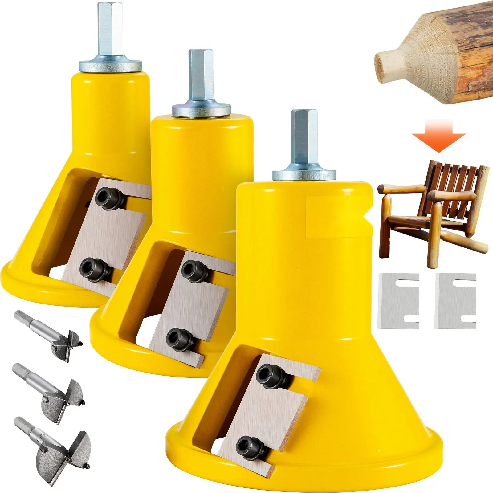 Tenon Cutter Set With 1 Inch (25.4mm), 1.5 Inch (38mm), And 2 Inch (50.8mm) Sizes, Dual Straight Blades And Button Screws, Premium Aluminum And Steel Log Furniture Cutter, Ideal For Home Diy And Woodworking Projects