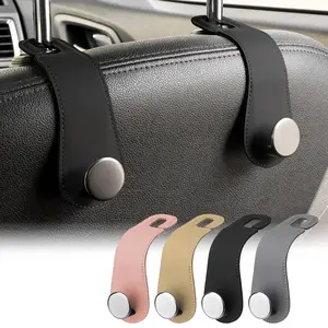 Car Headrest Hooks, 2 Pack Leather Car Seat Storage Hanger for Purses Bags, Stylish Car Seat Organizer Hooks for Handbag Coat Umbrellas, Car Inside Accessories,