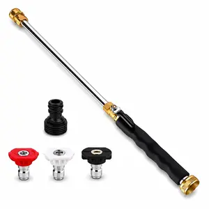 2026 Type High Pressure Washer Spray Nozzle, 3 Interchangeable Tips, Fits Garden Hoses, for Car, Yard & Outdoor Garden Cleaning (Gray & Black Available)