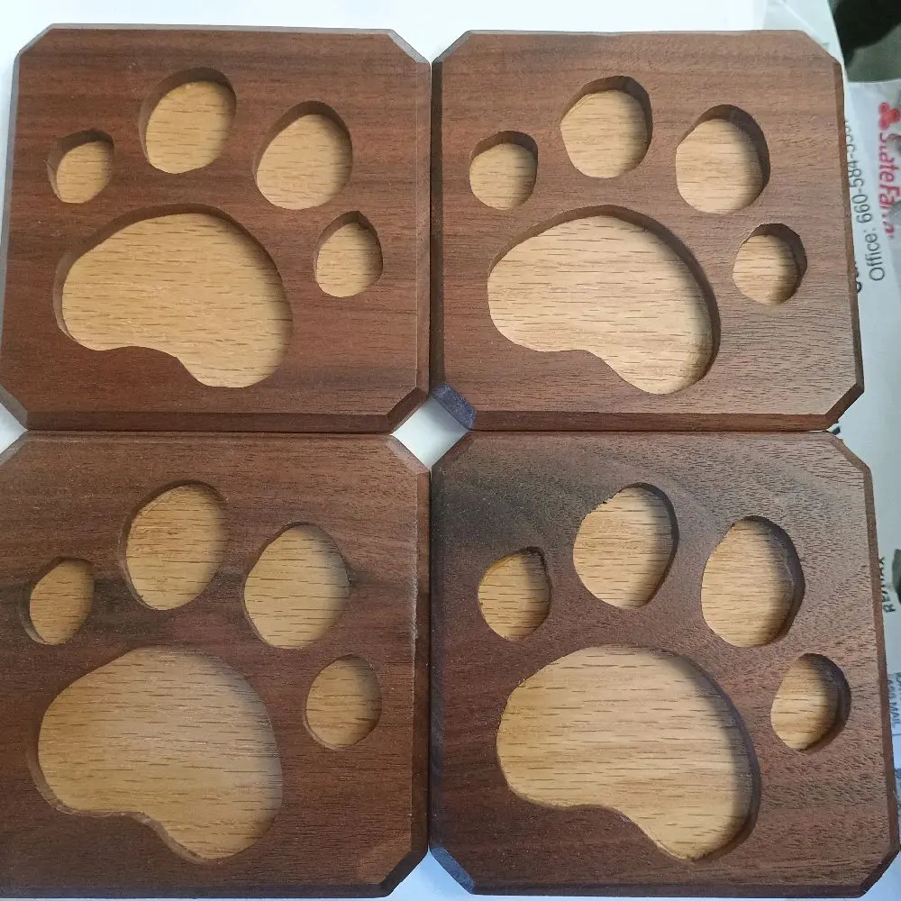 Dog Paw/Bone Coasters Set of 4/6 - Wooden Coasters with Paw Design for Drinks and Decor