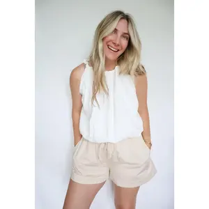 English Factory Breezy Cotton High-Waisted Flare Shorts – Relaxed Fit