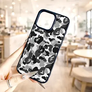 Chic Magnetic Magsafe-Ready Bape Camo Case for iPhone 11/12/13/14/15/16 Pro Max, Anti-Slip, Ultra-Thin Smartphone Accessory for Handheld Cellphone Devices, Aesthetic Daily Use