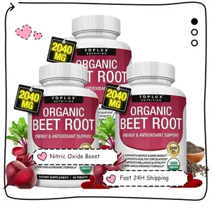【Fast 24H Shipping】Toplux Organic Beet Root Tablets -  Nitric Oxide Booster Beetroot Supplement 2040mg