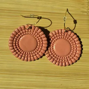 Handcrafted Pink Beaded Earrings with Gold Tone Hooks for Everyday Wear