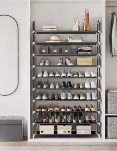 Shoe Rack Organizer Storage Pairs Shoes Shelves Space 10 Tier 50 Pairs Standing Household Steel