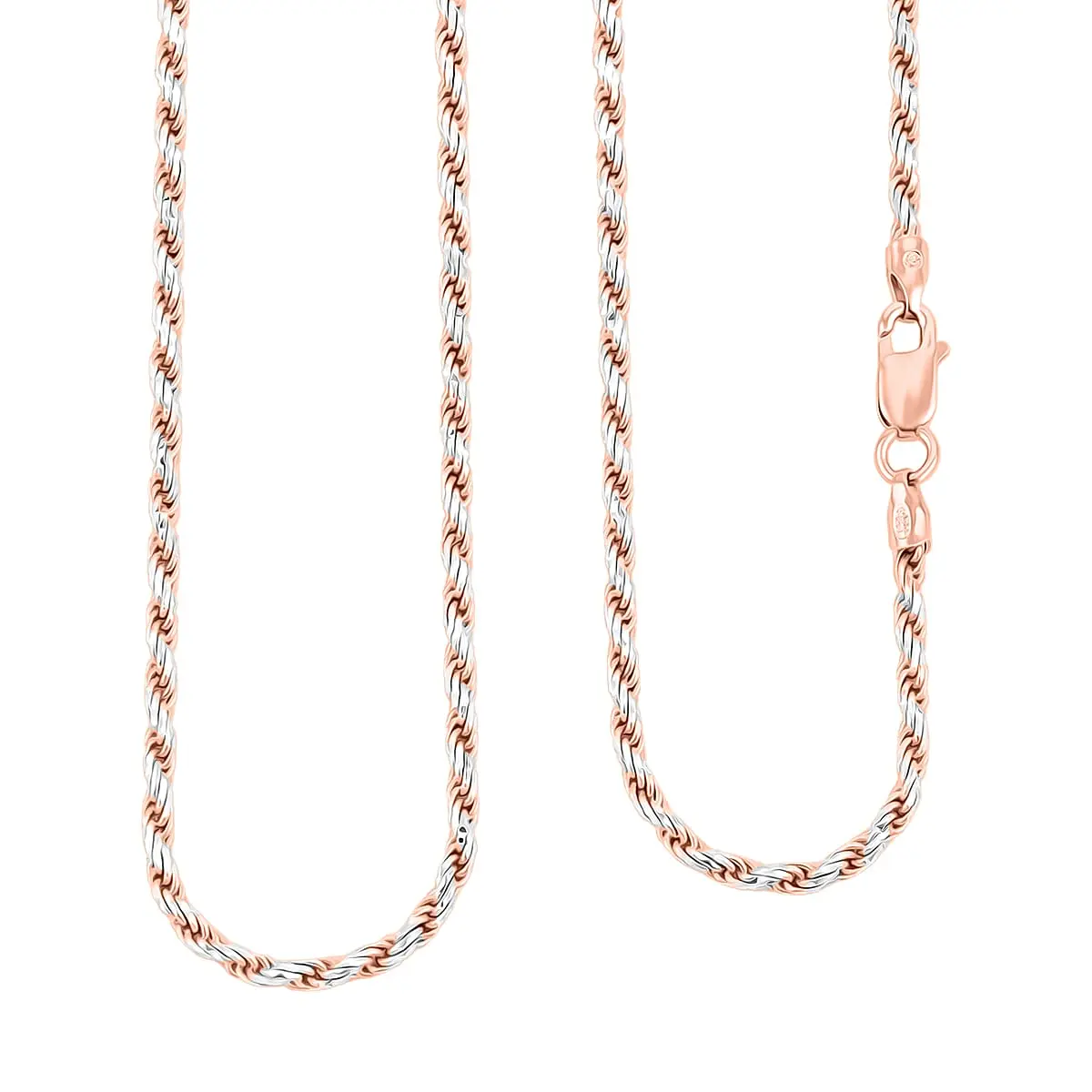 Italian Rope Chain Necklace in 14K RG Over and Sterling Silver 8.84 Grams 20 Inches