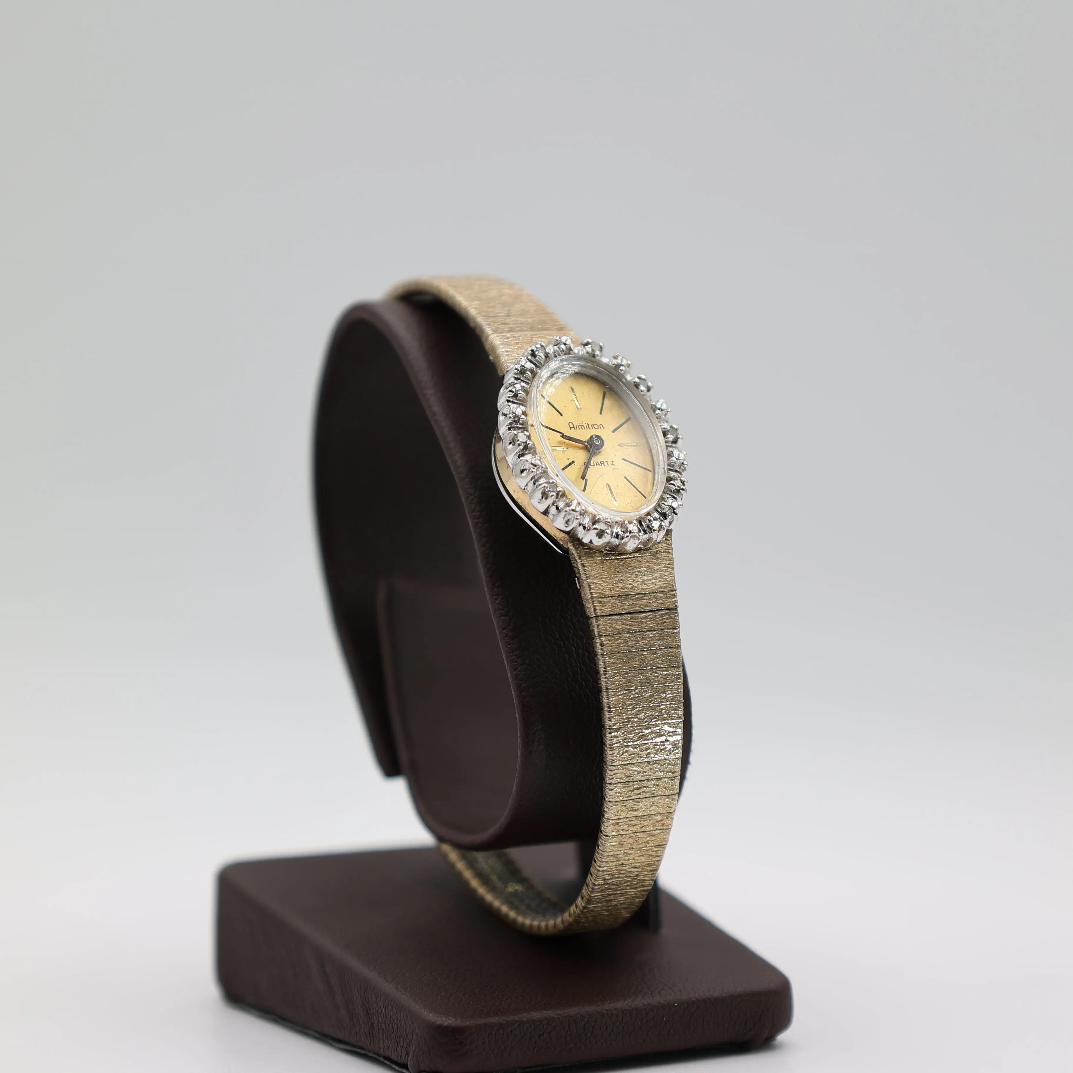 Vintage Armitron Gold Tone Quartz Diamond Accented Watch