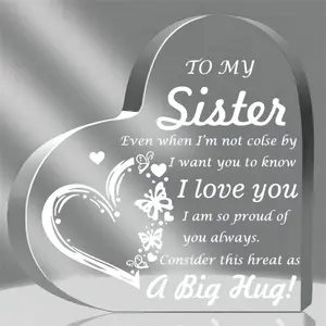 Sister Plaque-Heart-Shaped Acrylic Puzzle Keepsake Gift for Sisters, Birthday/Graduation Collectible Tabletop Decoration with Sister Message, Sentimental Birthday for Female