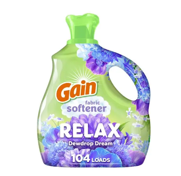 Gain Liquid Fabric Softener and Conditioner, Relax, Dewdrop Dream Scent, 71 fl oz, 104 Loads