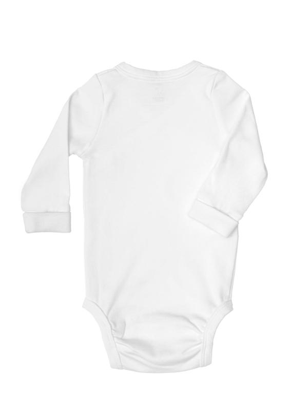 Scandinavian Designed Baby Bodysuit Long-Sleeve Unisex 100% Organic Cotton with Double Snap Room-to-Grow Feature, White, 100% Organic Cotton