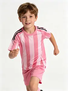 26/27 Kids Sports Set, Boys Girls Breathable Uefa Champions League Jersey, Football Training Wear, Casual Short Sleeve and Shorts