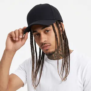 Hip-Hop Punk Baseball Cap with Braided Dreadlock Wig Adjustable Snapback High-Temperature Fiber Black/Brown 35.05cm & 44.96cm Lengths Perfect for Motorcycle Style and Urban Fashion Sun Hat Unisex Fit Spring Autumn Wide Brim