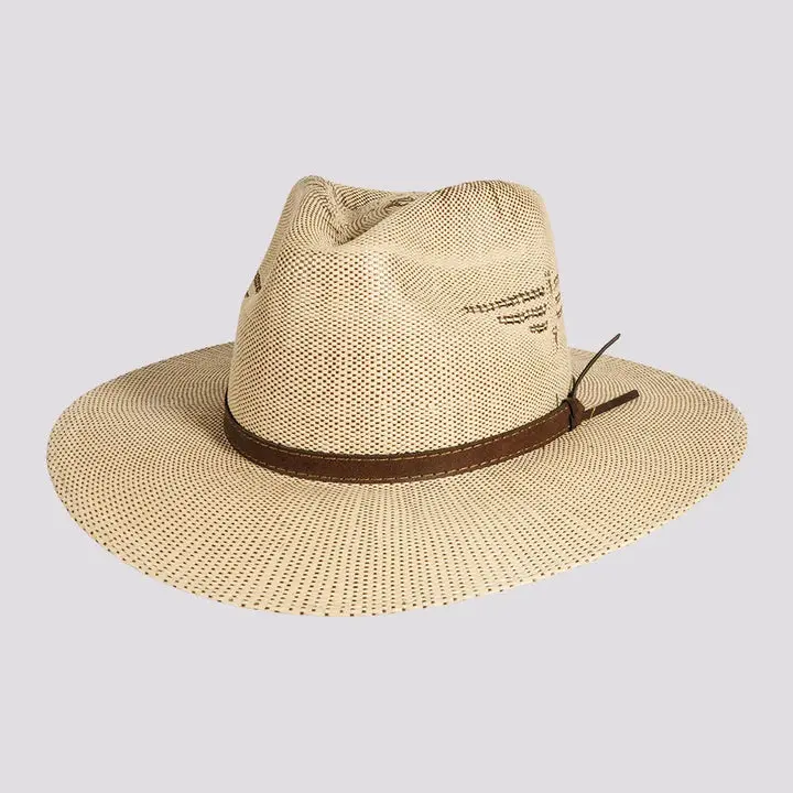 American Hat Makers Men's Tan Straw Cowboy Hat - Flat Brim, Pinch Front, Fitted, Stylish Look for Daily Casual Everyday Wear | Dover