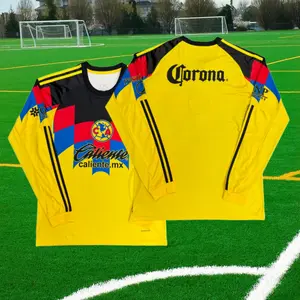2526 Club America Home Yellow Retro long sleeves Jersey Football  Soccer Jerseys Liga Mx