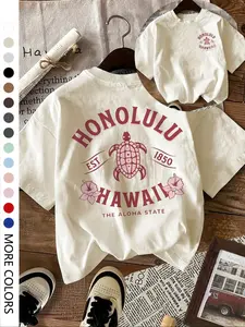 Women's Turtle Print Round Neck Tee, Fashion Casual Crew Neck T-Shirt for Daily Holiday Vacation Outdoor Wear, Ladies Clothes for Summer, Top, Casual Fit Comfy