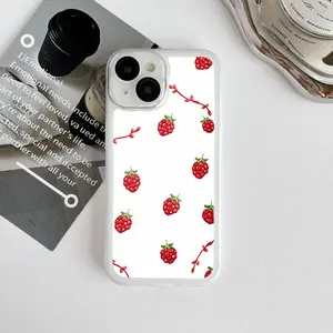 Clear  Case White Raspberry Pattern For Iphone 17 16 Pro Air Plus Pro Max lovely  shockproof slim durable cover  beautiful aesthetic gift decorative  protector cover creative design impact-resistant phone xr gingham luxury phonecase protective cover