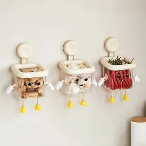 Multifunctional Plastic Transparent Storage Box, Kitchen Onion Garlic Organizer, Bathroom Sink Towel Holder, No-Drill Wall Mount Rack, Bathroom Organizing Accessories