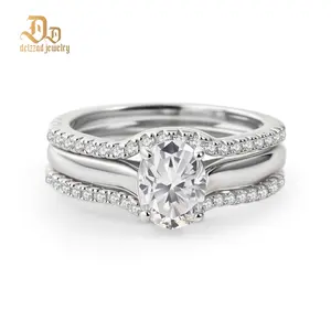 Delzzad 1.8ct Heavenly Nest Ring Engagement Ring Triple Stacking Ring VVS Synthetic Moissanite Ring Jewelry Copper Band Perfect Birthday Engagement Wedding Anniversary Christmas Valentine's Day Gift