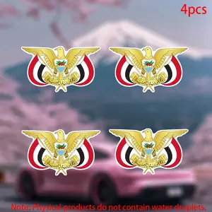 4pcs-National Emblem Of Yemen Sticker-Car stickers, Sticker For Cars, Decal For Cars for doors, windows, laptops, luggage, furniture and bumpers-durable adhesive vinyl material