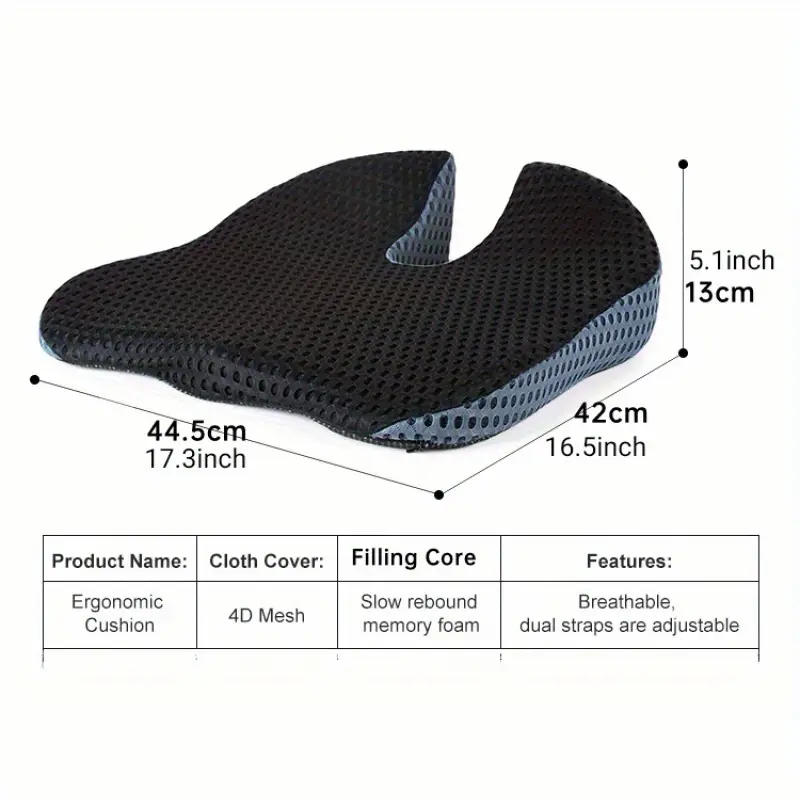 Ergonomic Wedge Car Seat Cushion for Driving- Black Memory Foam with Breathable Design, Reduces Neck Strain& Supports Posture, Ideal for Most Cars, Car Seat Cushion
