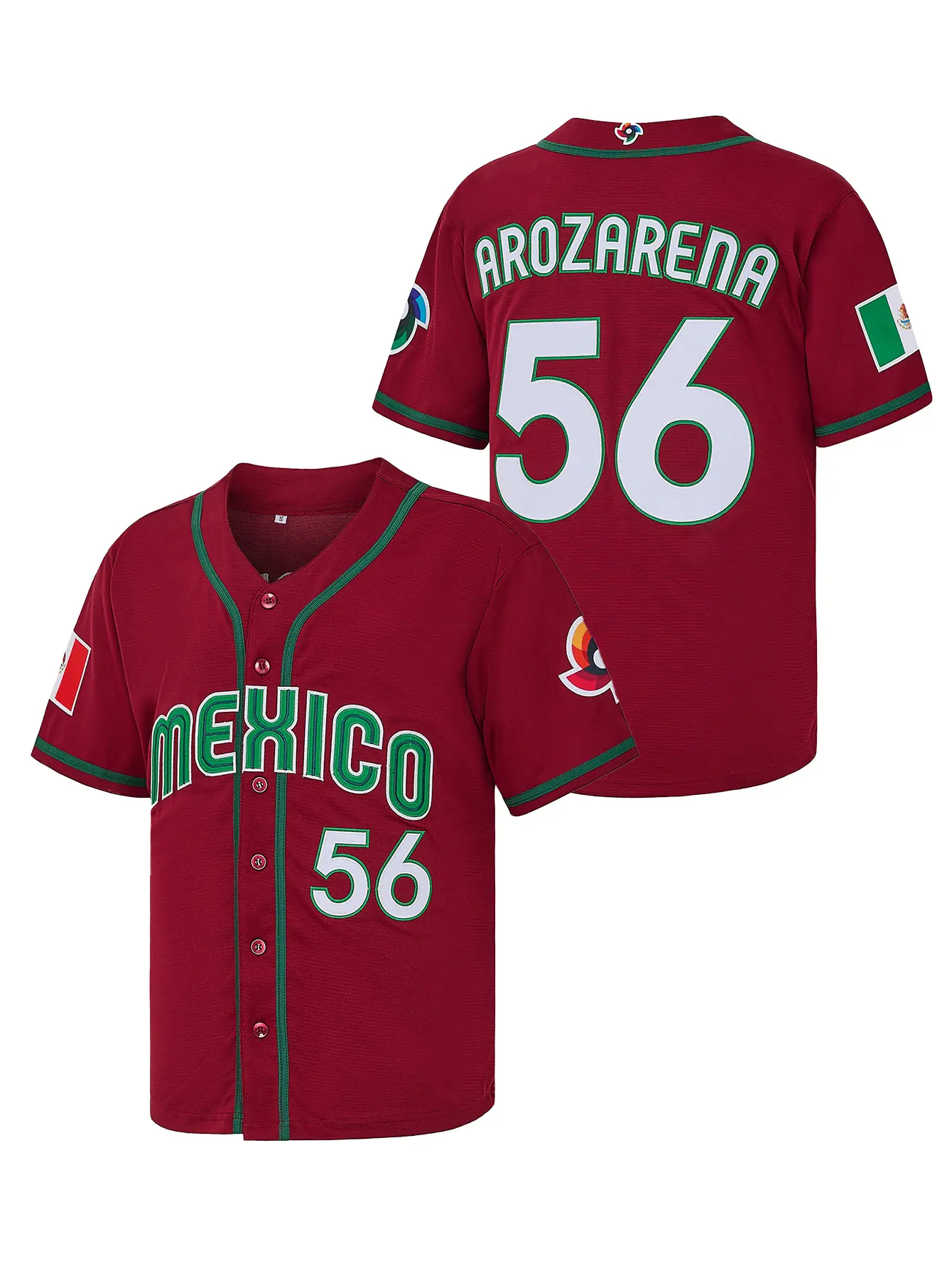 Men’s Mexico #56 Randy Arozarena Red Baseball Jersey World Baseball Classic Souvenir Jersey,Lettered Embroidered , Gift for Game Day short sleeve