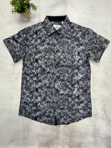 Massimo Short Slim Fit Blue Grey Shirt