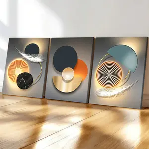 3-count wooden frame canvas, modern light luxury geometric art poster, abstract art decoration, exquisite living room wall decoration, fashionable family poster, suitable for bedrooms, offices, corridor art