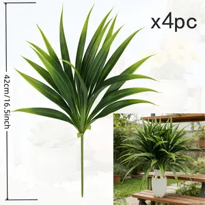 4Pcs Large Luxury Artificial Sword Leaf Orchid Lifelike Realistic Faux Green Plant All Season Decoration Perfect for Courtyard Garden Living Room Office Father's Day Thanksgiving Home Landscape Decor