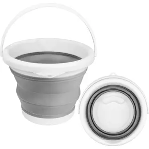 5L (1.3 Gallon) Collapsible Mop Bucket and Ice Bucket Household Cleaning Silicone Portable Bathroom Cleaning Supplies Bucket