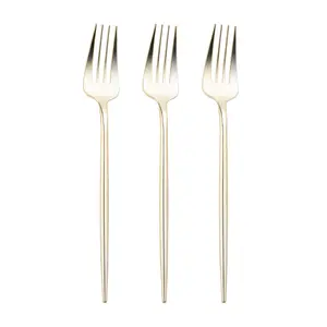 Shiny Gold Moderno Disposable Plastic Dinner Forks