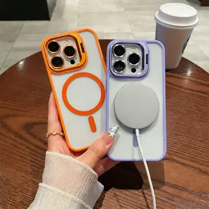 17/16/15/14/13/12 Pro Max Essential Magnetic Transparent Case - Luxury Tech Must-Have! Slim Magnetic Shell with Hidden Stand Function | Anti-Yellowing Matte Back + 4-Year Durability