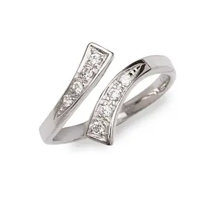 Jewelryweb 925 Sterling Silver Bypass Cubic Zirconia Adjustable toe ring (10mm X 15mm)-toe ring for Women