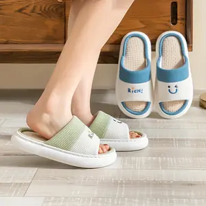 Universal linen men's slippers for all seasons,soft and comfortable for home,indoor and outdoor,warm footwear monthly and women's simple slippers cotton slipper woman  footwear fall shoes fall slippers warm Weight Light Green Kitchen Slide Tsinelas flats