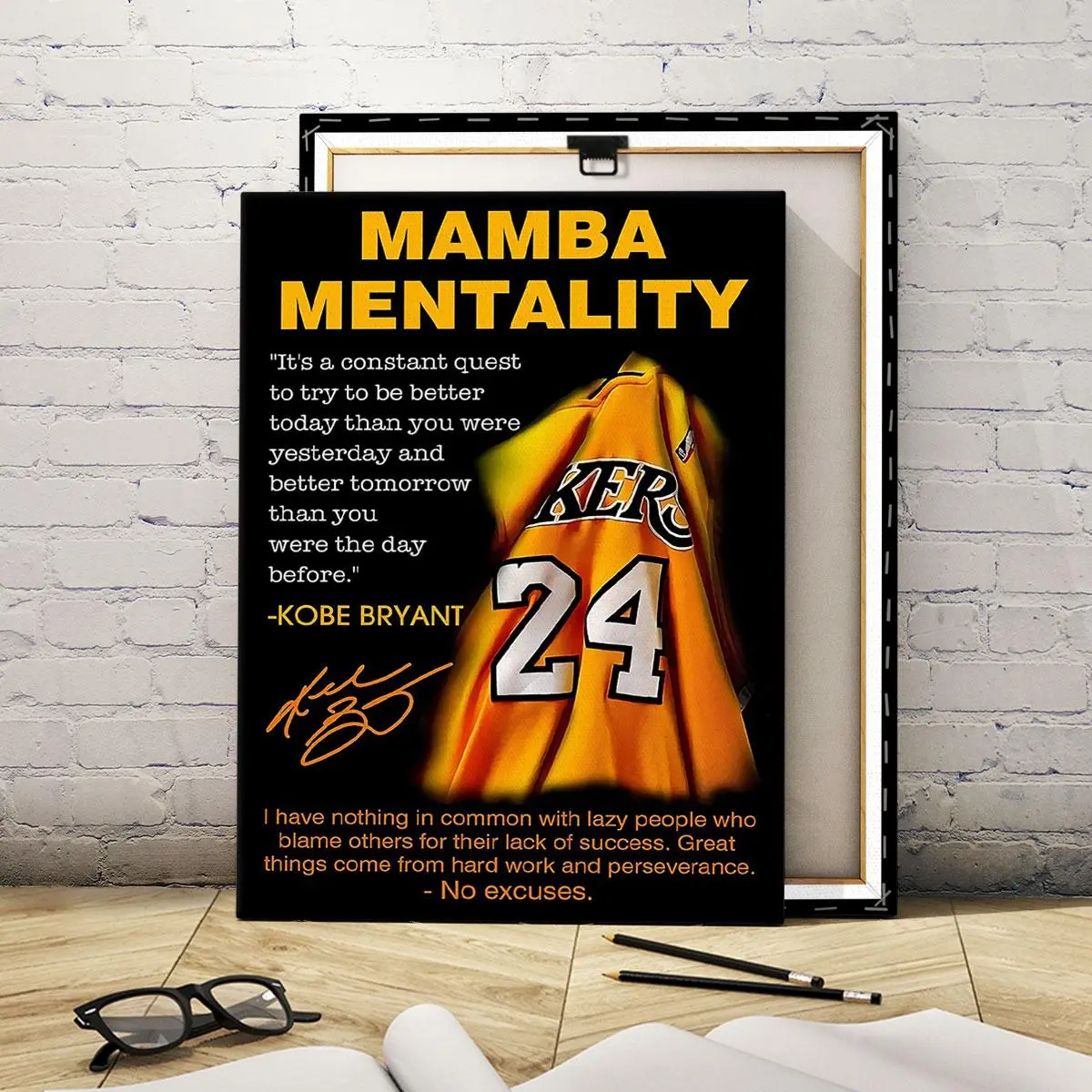 Wooden Framed Canvas Painting, Mamba Mentality Inspirational Poster, Modern Art, Decorative Artwork, Fashion Decoration, Living Room Decorations, Living Room Bedroom Decoration, Hallway Office Mural, Ornaments, Wooden Wall Art, Artwork