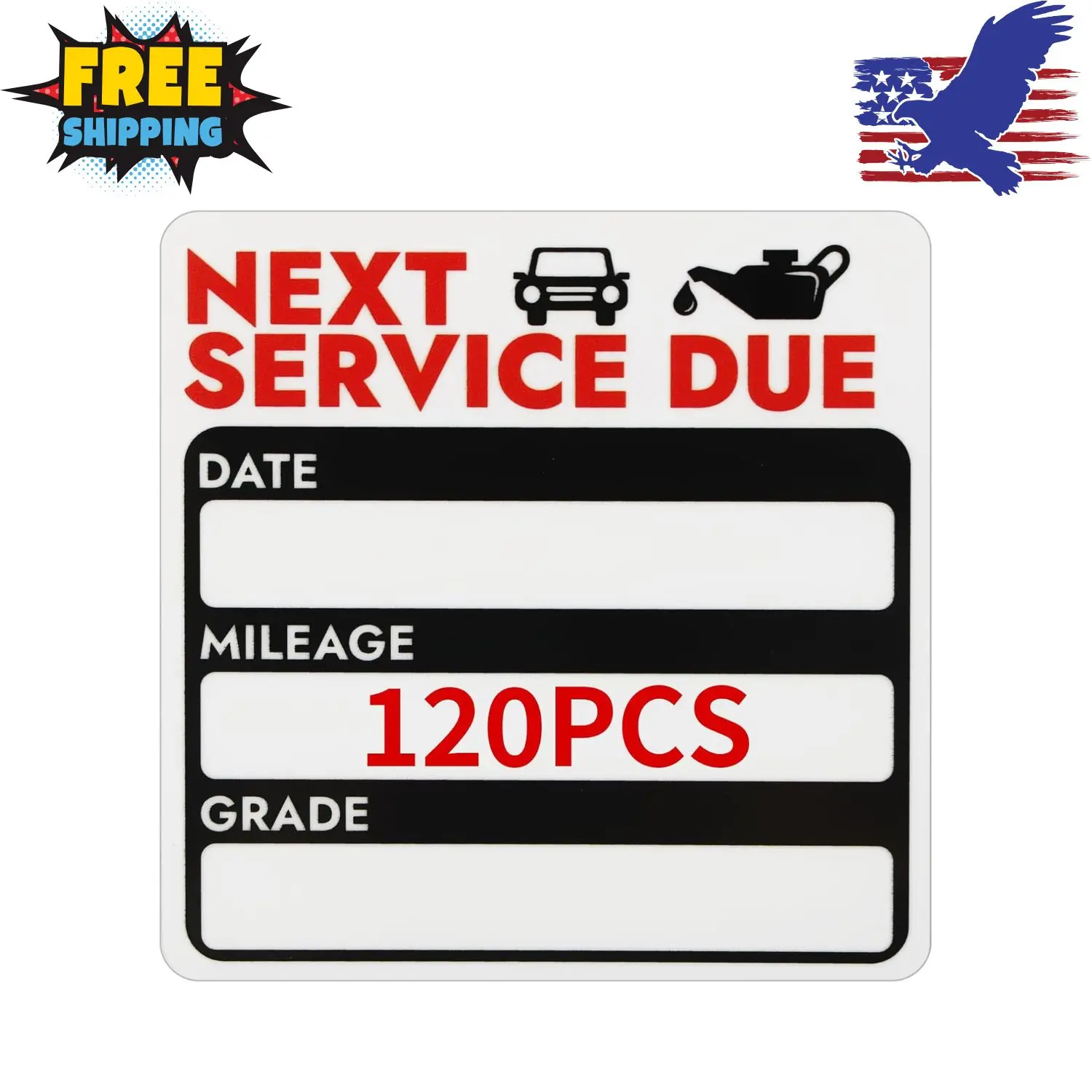 120 Pcs 2x2 Inches Oil Change Stickers, Next Service Due Sticker