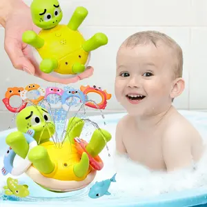 Turtle Design Bath Spray Toys, Kids Spray Toys, Fun Water Toys,animal model,Baby Bath Toys, Rechargeable Turtle Bath Toy Sprinkler for Toddler with 5 Rings, Baby Bathtub Fountain Spray Toys, Pool Table Bath Toys for 1-3 4 5 6 Years Boy Gift