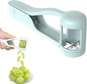 Grape Cutter for Toddlers & Baby - Stainless Steel Grape & Cherry Tomato Slicer for Kids Lunch Box - Portable Small Fruit Quarterer Tool, Prep for Salad & Healthy Snacks