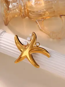 1 Pcs Imitation Pearl Starfish Brooches for Women Stainless Steel Starfish Lapel Pin Brooch Fashion Waterproof Jewelry,Perfect Gifts for Birthday,Party,Vacation,Business,Wedding,Anniversary,Thanksgiving,Christmas,Mother's Day,Daily