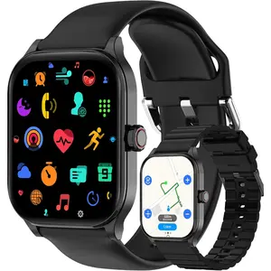 Watch, GPS & Free Maps, 1.96"  Screen, AI,  Call & Text, , Fitness & 24/7 Sleep , 100+ Workout Modes, 5  Water-Resistance, for Men & Women, Android & iOS, 2 Bands