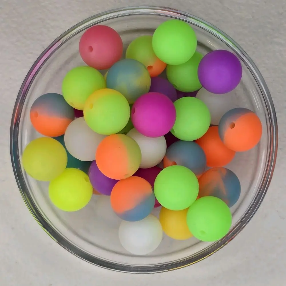 Glow in the Dark Silicone Beads - 15mm Colorful Beads for Crafting and Crafting Accessories - 50 pieces
